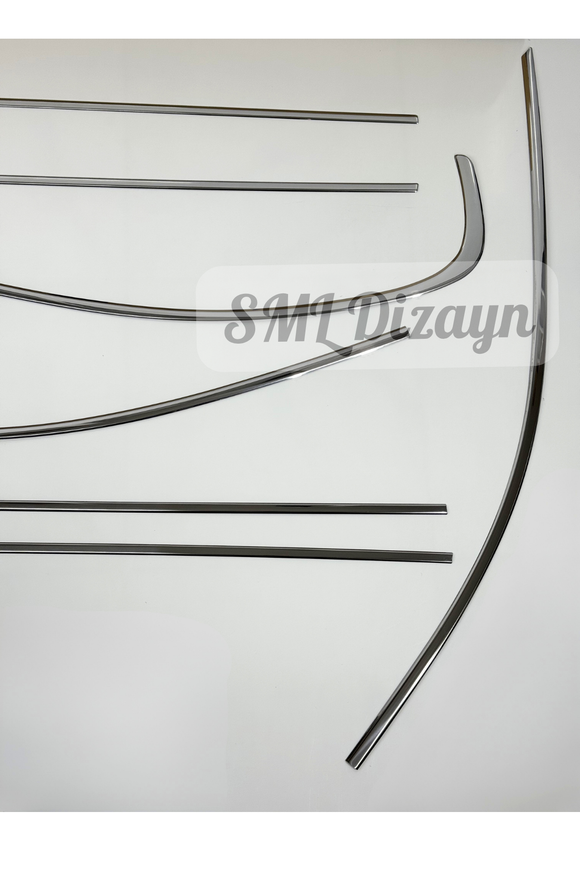 BMW 3 Serisi E90 (2004-2011) Uyumlu 8 Parça Paslanmaz Krom Cam Çıtası - Tam Tur Set