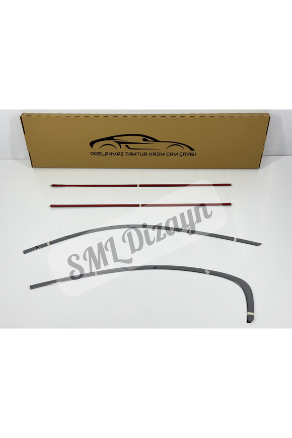 BMW 3 Serisi E90 (2004-2011) Uyumlu 8 Parça Paslanmaz Krom Cam Çıtası - Tam Tur Set