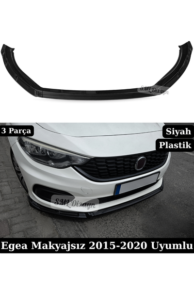 Makyajsız Fiat Egea (2015-2020 Sedan, Hatchback ve Station Wagon) modelleri için özel kalıplanan 3 parçalı siyah ön tampon eki (karlığı), aracın ön çehresine aerodinamik, basık ve sportif bir duruş kazandırır. Kendinden siyah renkli esnek ABS plastik yapısı sayesinde aracın orijinal plastik aksamlarıyla tam renk uyumu sağlar (Piano Black değildir). 3 parçalı modüler yapısı kargo hasar riskini sıfıra indirirken; fiberglas döküm ürünlere kıyasla taş sekmelerine, tazyikli yıkamaya ve rüzgâr direncine karşı son