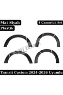 Ford Transit & Tourneo Custom (2024-2026) uyumlu Pütürlü Mat Siyah Çamurluk Dodik Seti! Esnek ABS plastik, delmesiz kendinden bantlı kolay montaj.