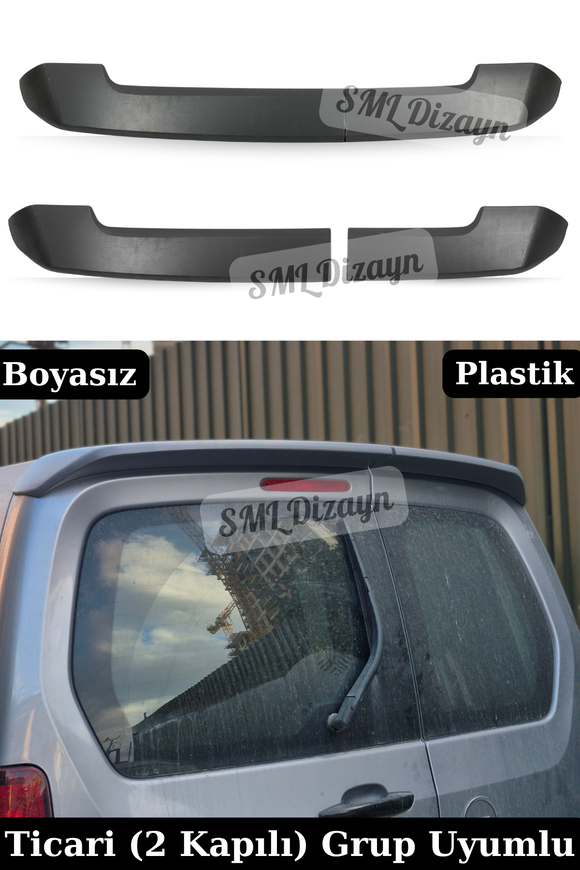 Rifter, Partner, Doblo, Combo, Berlingo ve Proace çift kapılı araçlara özel 2 parçalı Boyasız ABS Bagaj Spoileri! Esnek plastik, delmesiz silikonlu montaj.