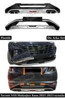 Hyundai Tucson NX4 Uyumlu Ön ve Arka Tampon Koruma Difüzör Seti - Gri & Mat Siyah Krom Detaylı Plastik (2021-2023 Makyajsız Kasa)-1
