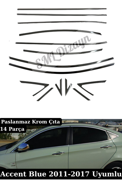 accent blue krom cam çıtası