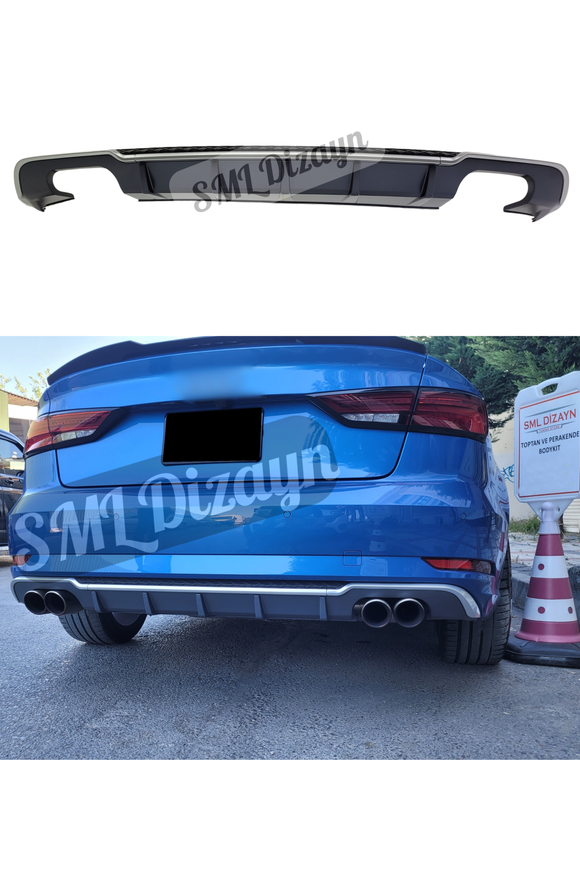 A3 8V S3 Sedan Gri Difüzör Arka Ek 2017-2020 (Makyajlı Kasa)