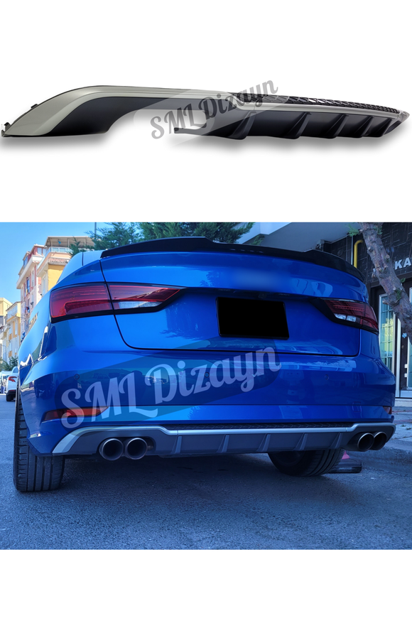 A3 8V S3 Sedan Gri Difüzör Arka Ek 2017-2020 (Makyajlı Kasa)