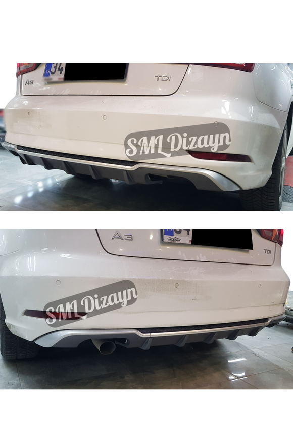rear diffuser lip for audi a3 8v facelift 2016-2017-2018-2019-2020