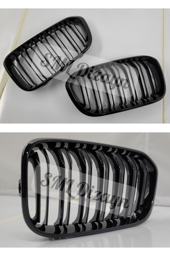 F20 Lci Çift Çizgi Ön Panjur Böbrek Parlak Siyah 2015-2019 (Makyajlı Kasa)