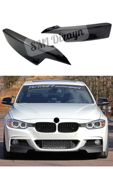 BMW F30 M Sport Ön Flap Bıçak Seti (2012-2018) Parlak Siyah Piano Black - Sağ ve Sol Takım