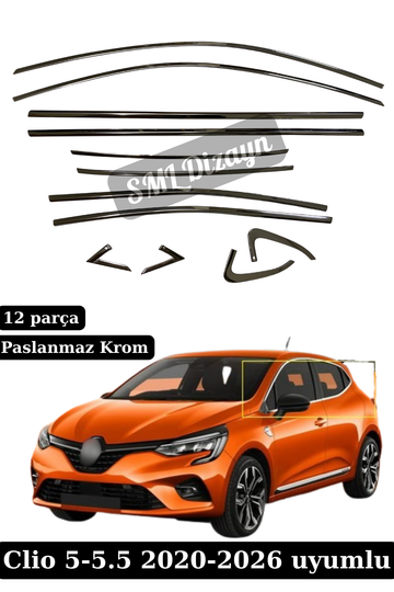 clio 5-5.5 krom cam çıtası nikelaj