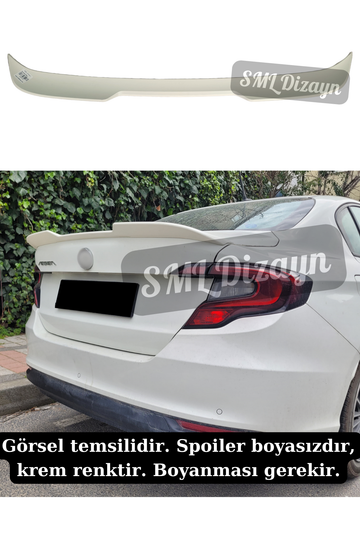 Fiat Egea Sedan Uyumlu Yarasa Spoiler - Boyanabilir Ham ABS Plastik Bagaj Üstü Rüzgarlık (2015-2024)