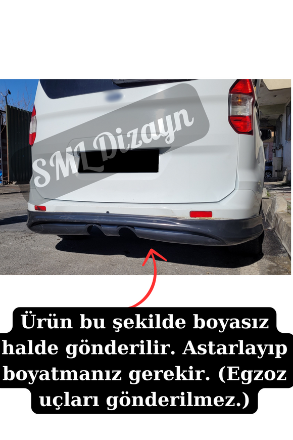 ford courier r32 arka ek difüzör ortadan çift çıkışlı