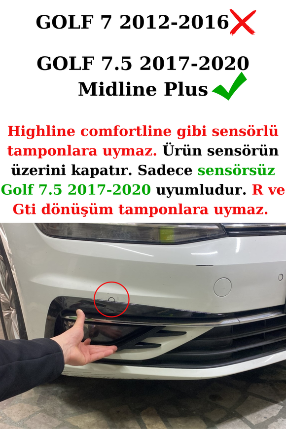 Golf 7.5 Midline Fog Frame Blades Mouldings Glossy Black 2017-2020