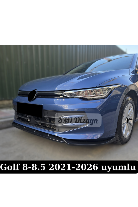 Volkswagen Golf 8 ve 8.5 Uyumlu 3 Parçalı Ön Tampon Lipi - Siyah Plastik Karlık (2021-2026)
