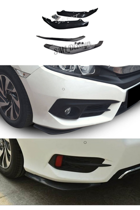 front and rear lip splitters for 2016-2017-2018-2019-2020-2021 honda civic 10th gen