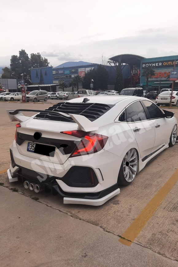 honda civic fc5 typer 6 parça arka flap bıçak lip