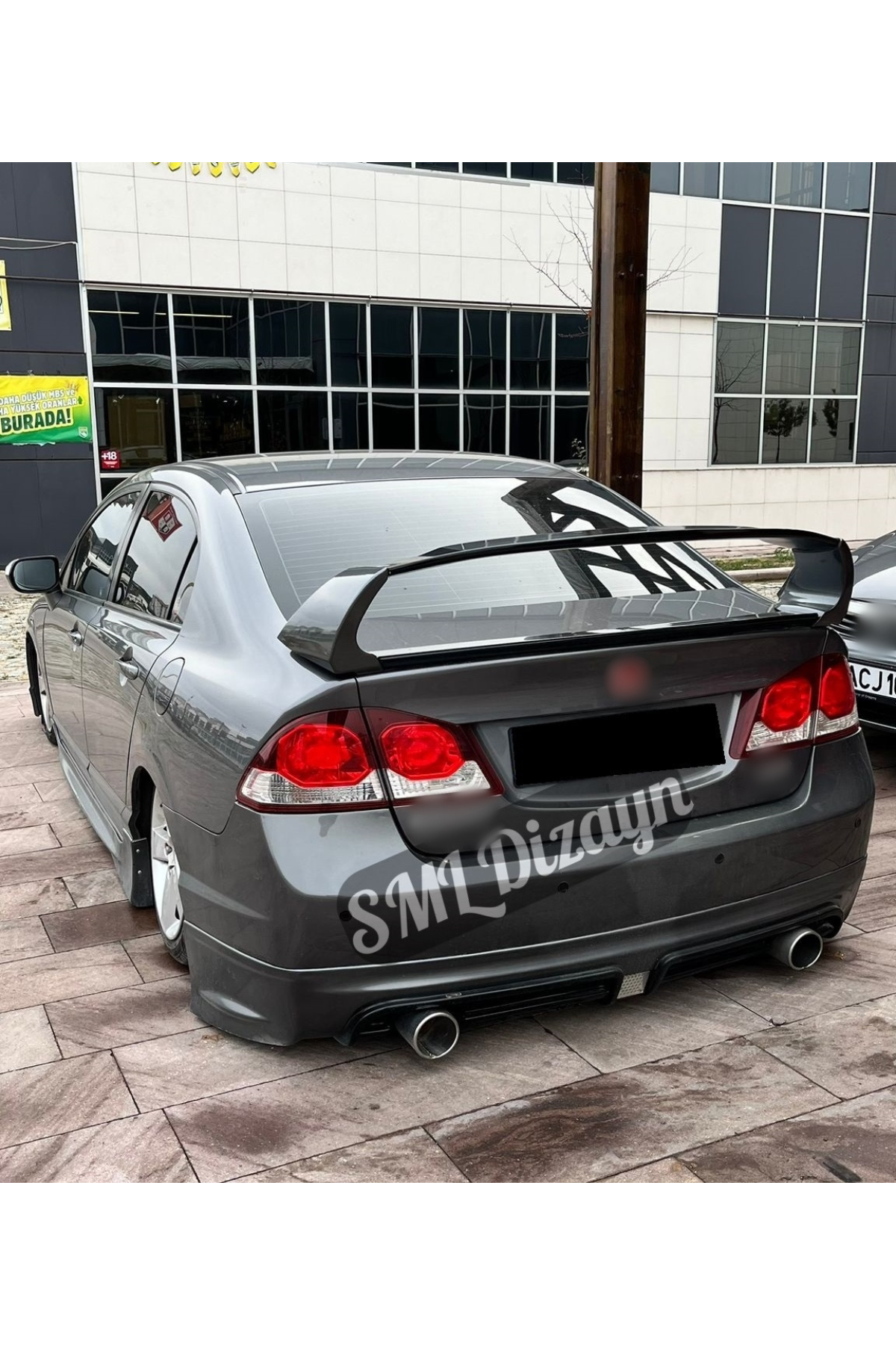Oval Rear Wing Honda Civic FD6 Oval Tip Yüksek Bagaj Spoiler - 4 Parça Boyasız ABS Pl ...