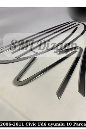 honda civic fd6 krom cam çıtası nikelajı