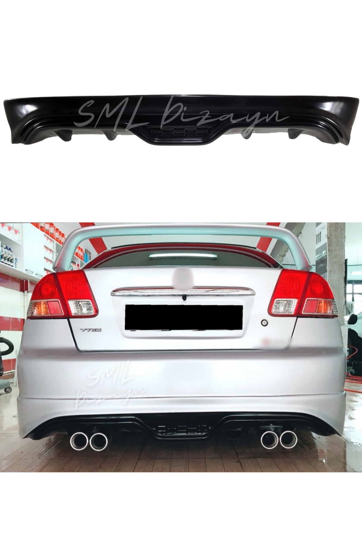 Vtec Rear Wing Civic Vtec 2 Custom Rear Additional Diffuser Diffuser Unpainted Plasti ...