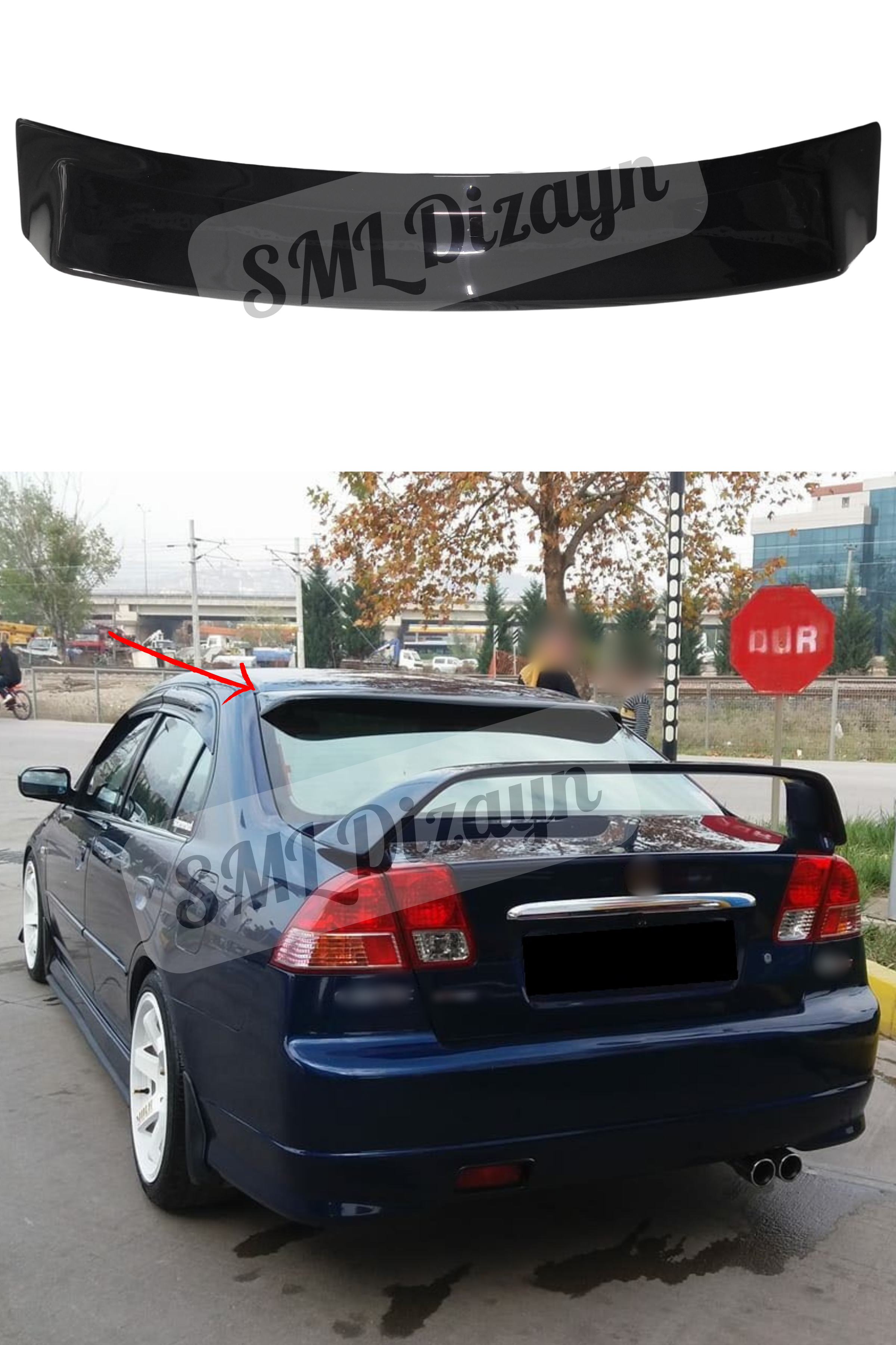 Vtec Rear Wing Civic Vtec 2 Glass Top Spoiler Roof Spoiler Glossy Black 2001-2006 ...