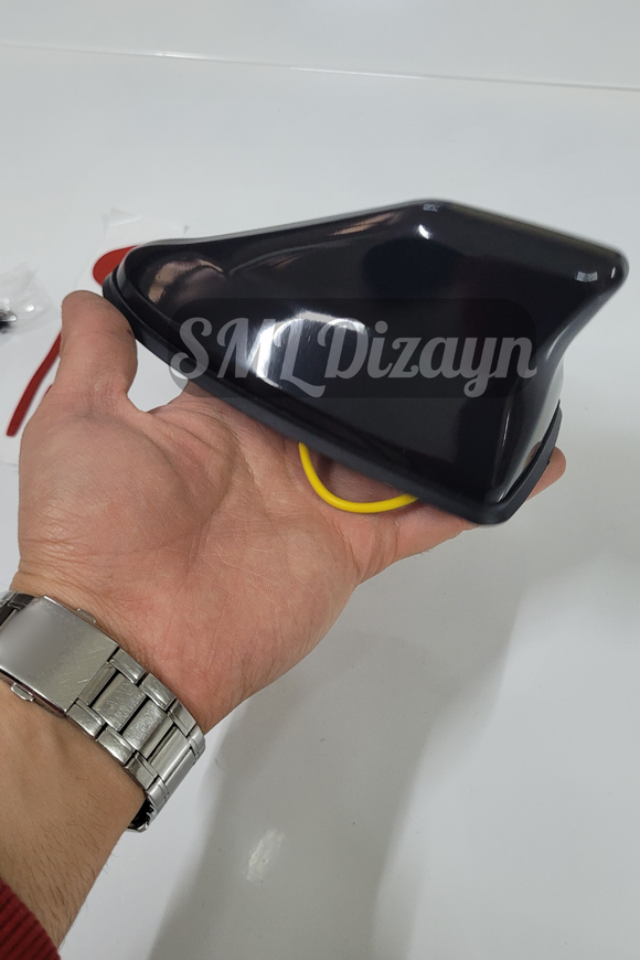 universal köpek balık sırtı anten kablolu parlak siyah