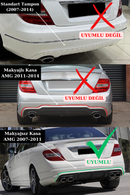C Serisi W204 Amg Difüzör Arka Ek Sağ-Sol Çift Çıkış Parlak Siyah Plastik 2007-2010 (Makyajsız Kasa)-3
