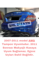 C Serisi W204 Amg Difüzör Arka Ek Sağ-Sol Çift Çıkış Parlak Siyah Plastik 2007-2010 (Makyajsız Kasa)-11