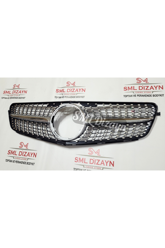 front diamond grill chrome for 2007-2008-2009-2010-2011-2012-2013-2014 mercedes c180-c200-c250