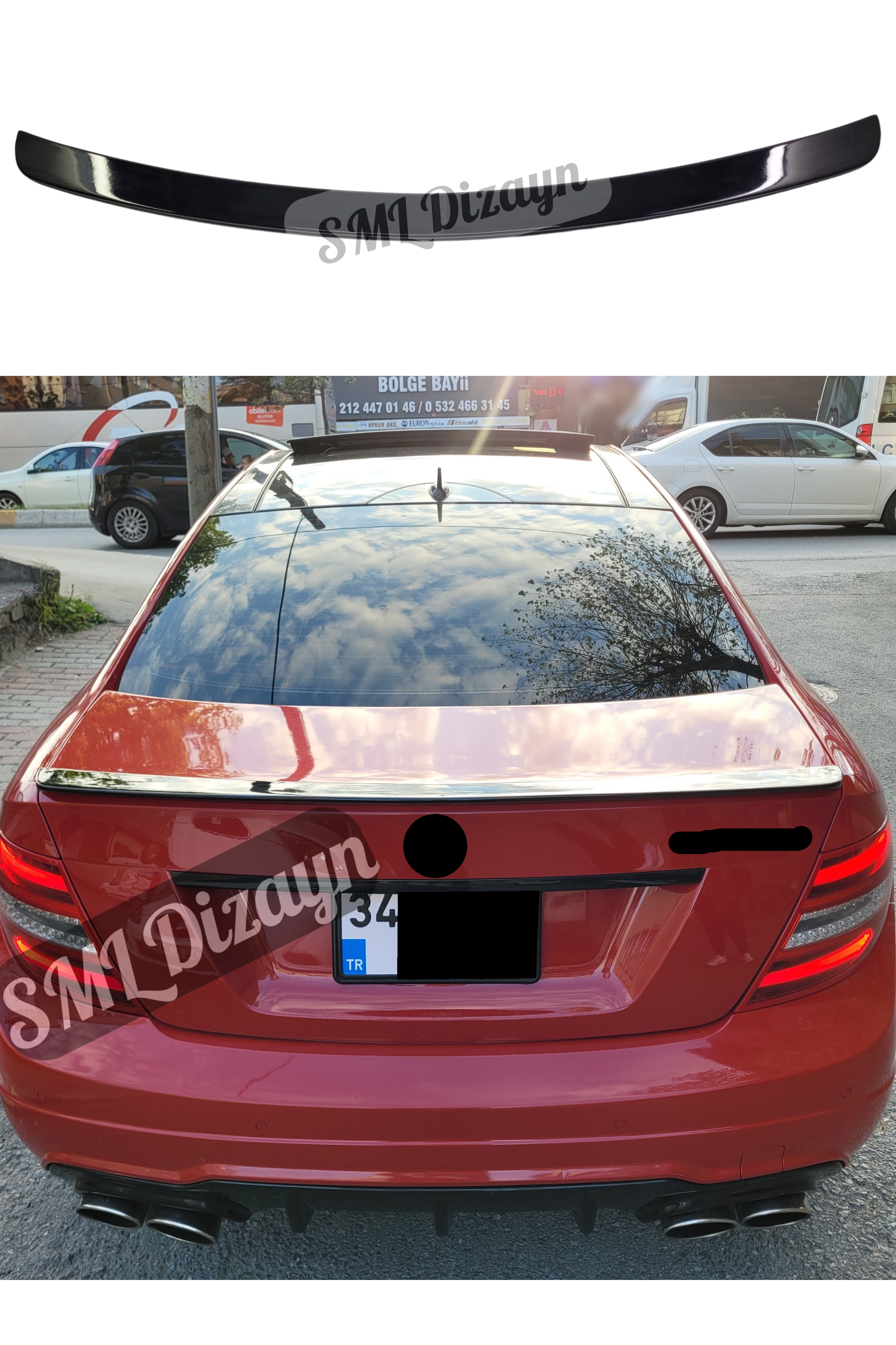 C-Class W204 Spoiler AMG Trunk Spoiler Glossy Black 2007-2014 | SML Dizayn