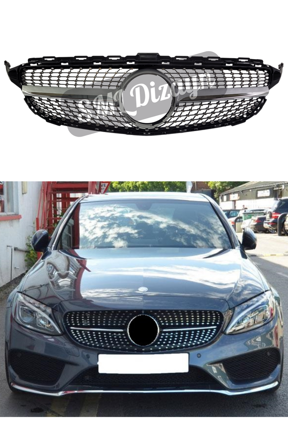 front grill diamond chrome for mercedes w205 pre facelift c180-c200
