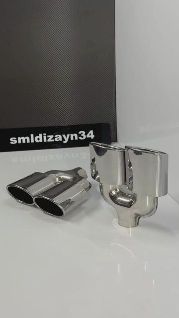 Golf 7.5 R Uyumlu Oval Egzoz Ucu - 120'lik Çiftli Kesik (Eğik) Ağızlı Krom Başlık 4 Çıkışlı Takım SML Dizayn