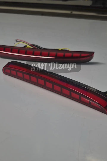 Honda Civic FC5 Type-R Stil Arka Tampon LED - 3 Fonksiyonlu Kırmızı Sis Ledi (2016-2021 Sedan) - 0