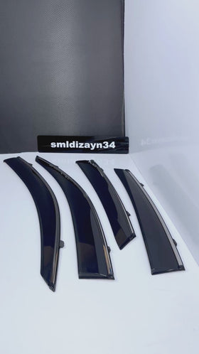 Honda Civic FC5 Uyumlu Kromlu Cam Rüzgarlığı - Nikelaj Şeritli 4 Parça Takım Rüzgarlık (2016-2021)