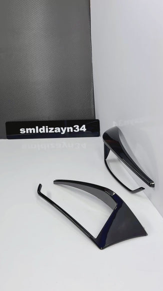 VW Golf 7.5 Uyumlu Arka Sis Çerçevesi - Piano Black Parlak Siyah Tampon Vent Flap Seti (2017-2020)