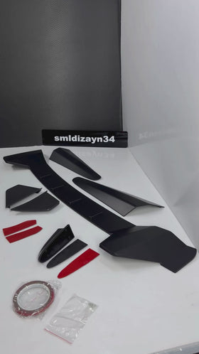 Honda Civic FC5 Uyumlu Type-R Stil Tavan Spoiler - 3 Parça Mat Siyah Plastik Bagaj Üstü Spoyler (2016-2021)