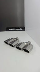 VW Golf 7.5 R Uyumlu 120mm Oval Kesik Ağızlı Çiftli Egzoz Ucu - Krom Kaplama (Toplam 4 Çıkış)