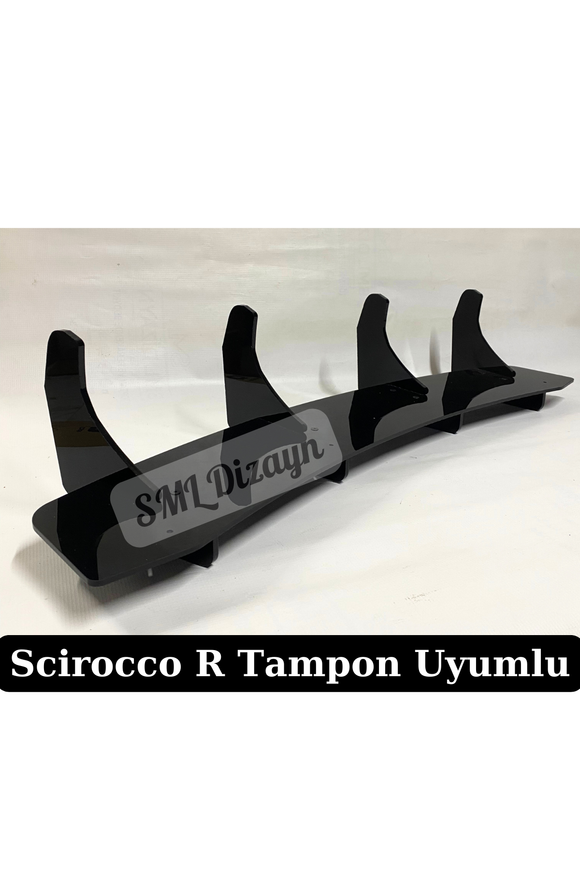 Scirocco R Arka Tampon için 4lü Flap-Bıçak-Lip Parlak Siyah 2009-2017