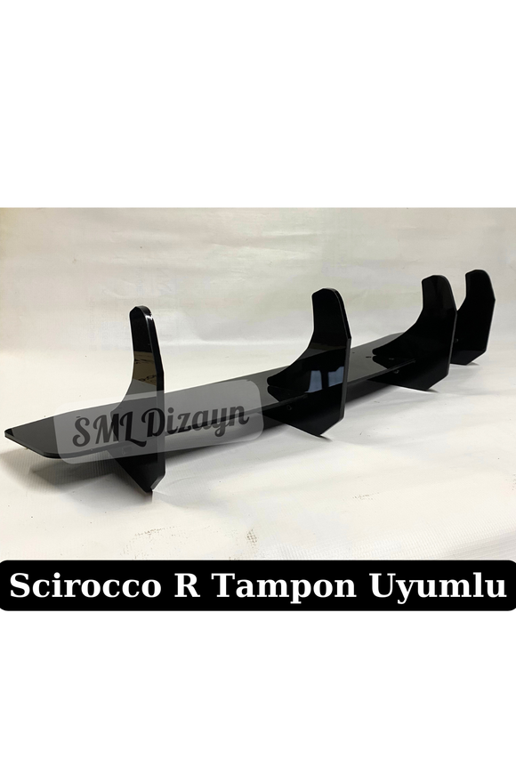 Scirocco R Arka Tampon için 4lü Flap-Bıçak-Lip Parlak Siyah 2009-2017
