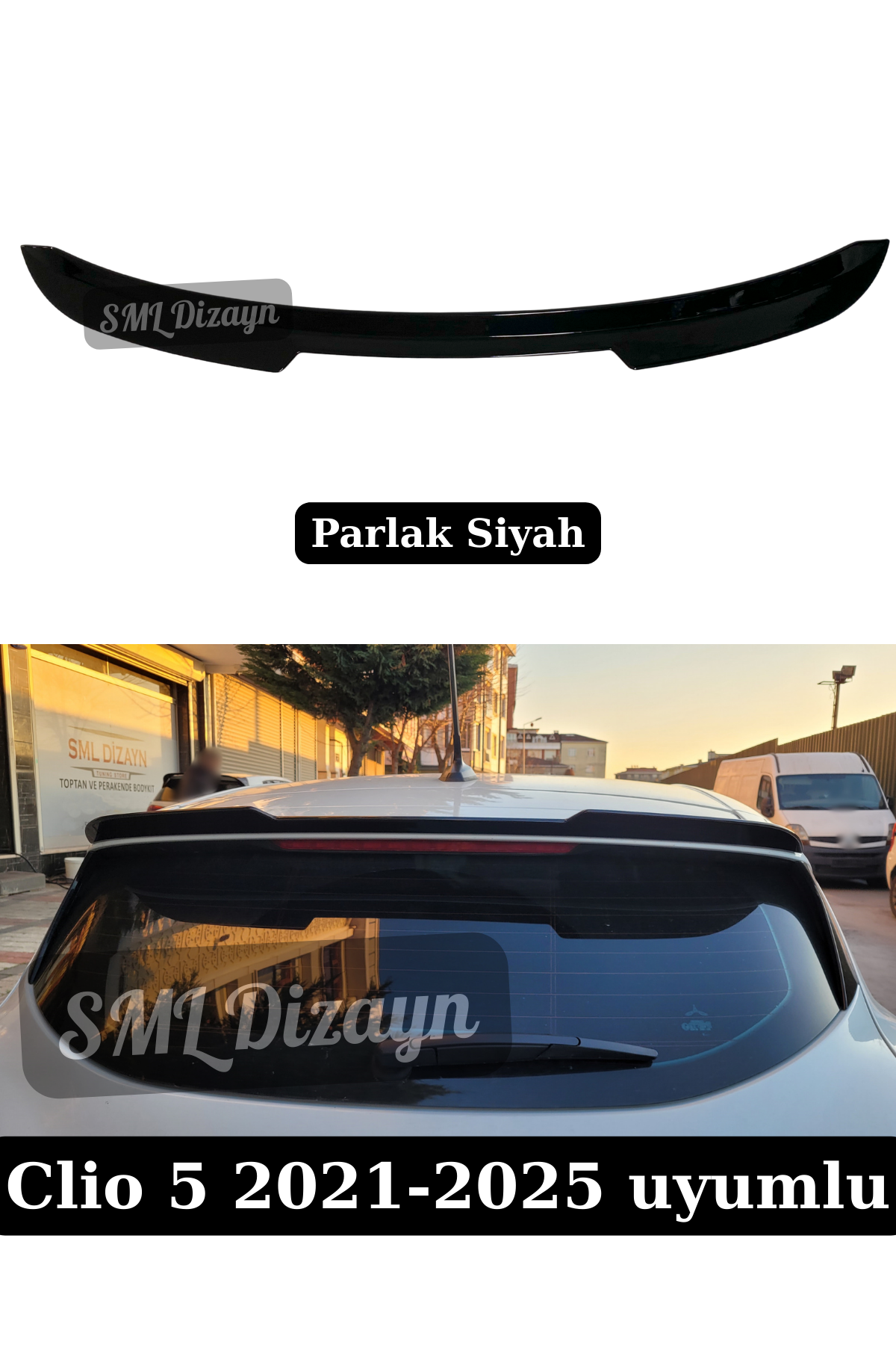 Clio 5 Spoiler Bagaj Üstü Yarasa Spoiler Parlak Siyah 2020-2025