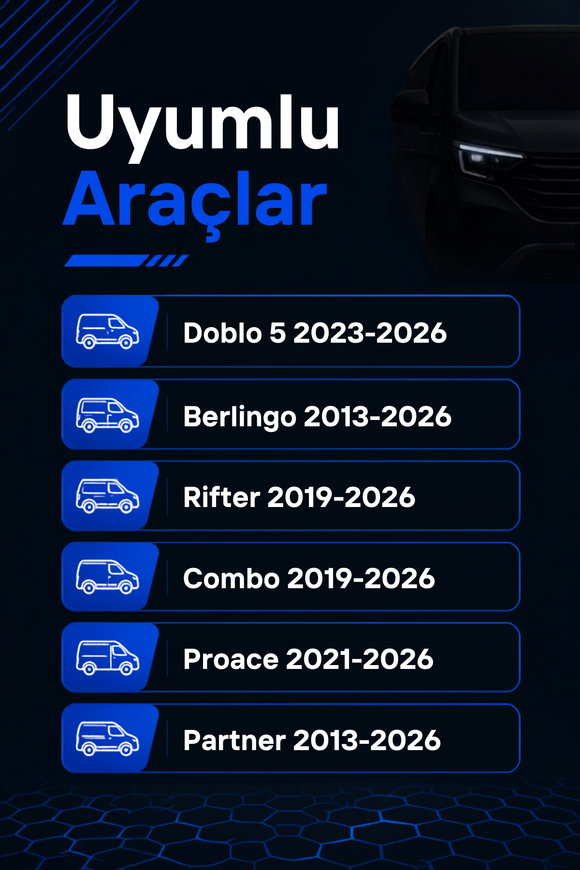 Rifter Doblo Combo Berlingo Partner Proace Uyumlu Yarasa Ayna Kapağı - Parlak Siyah Piano Black Plastik Batman Stil