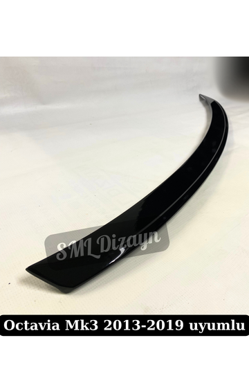 Skoda Octavia Mk3 Uyumlu Yarasa Stil Bagaj Üstü Spoiler - Piano Black Parlak Siyah (2013-2019) - 0