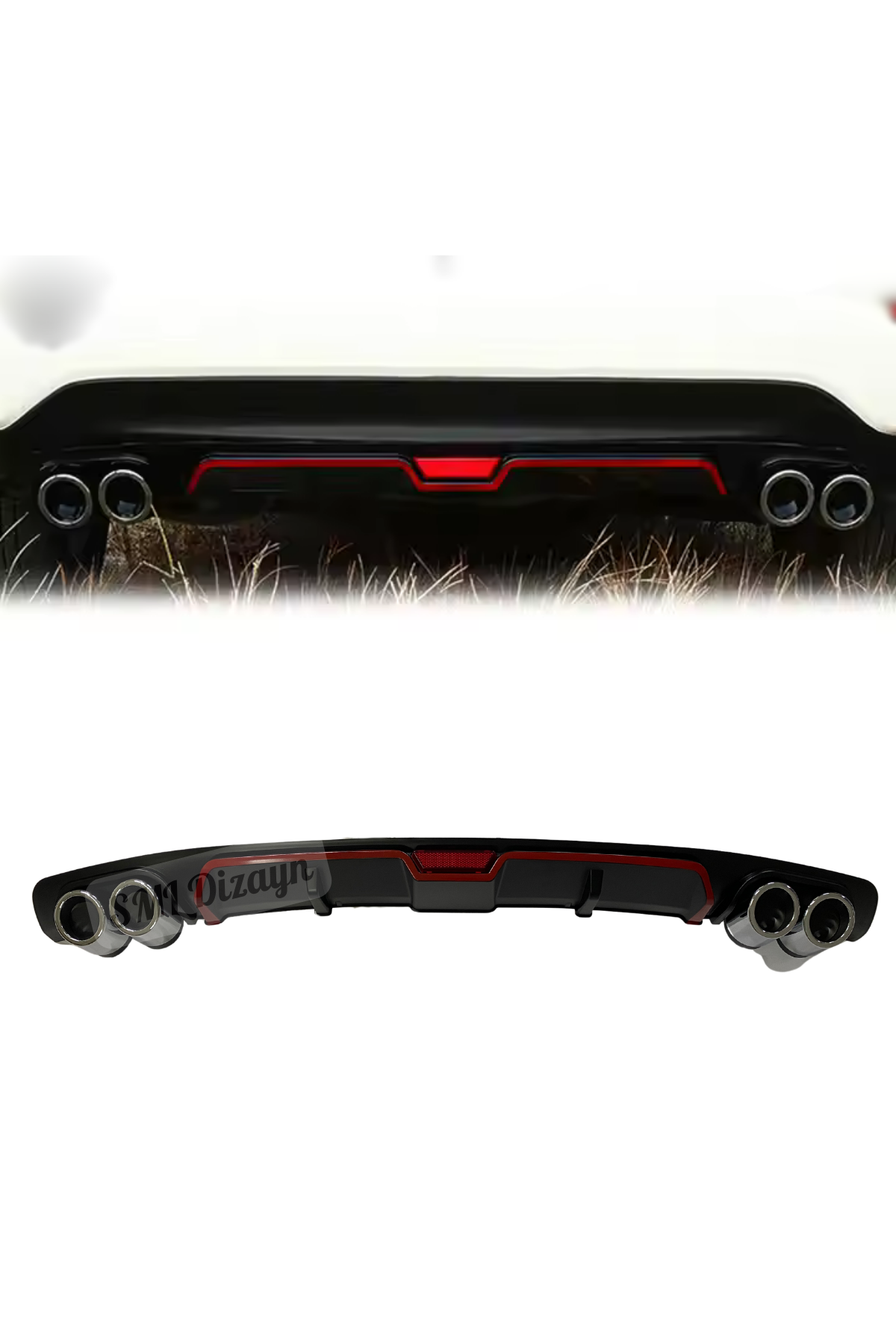 Universal Diffuser Black 4 Exhaust Outlet Red Stripe Diffuser Plastic ...
