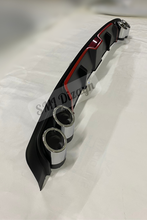 rear diffuser lip dual exhaust universal red line 