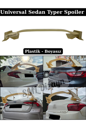 Universal Type-R yüksek model plastik boyasız spoiler, 121 cm bagaj genişliği uyumlu araç aksesuarı