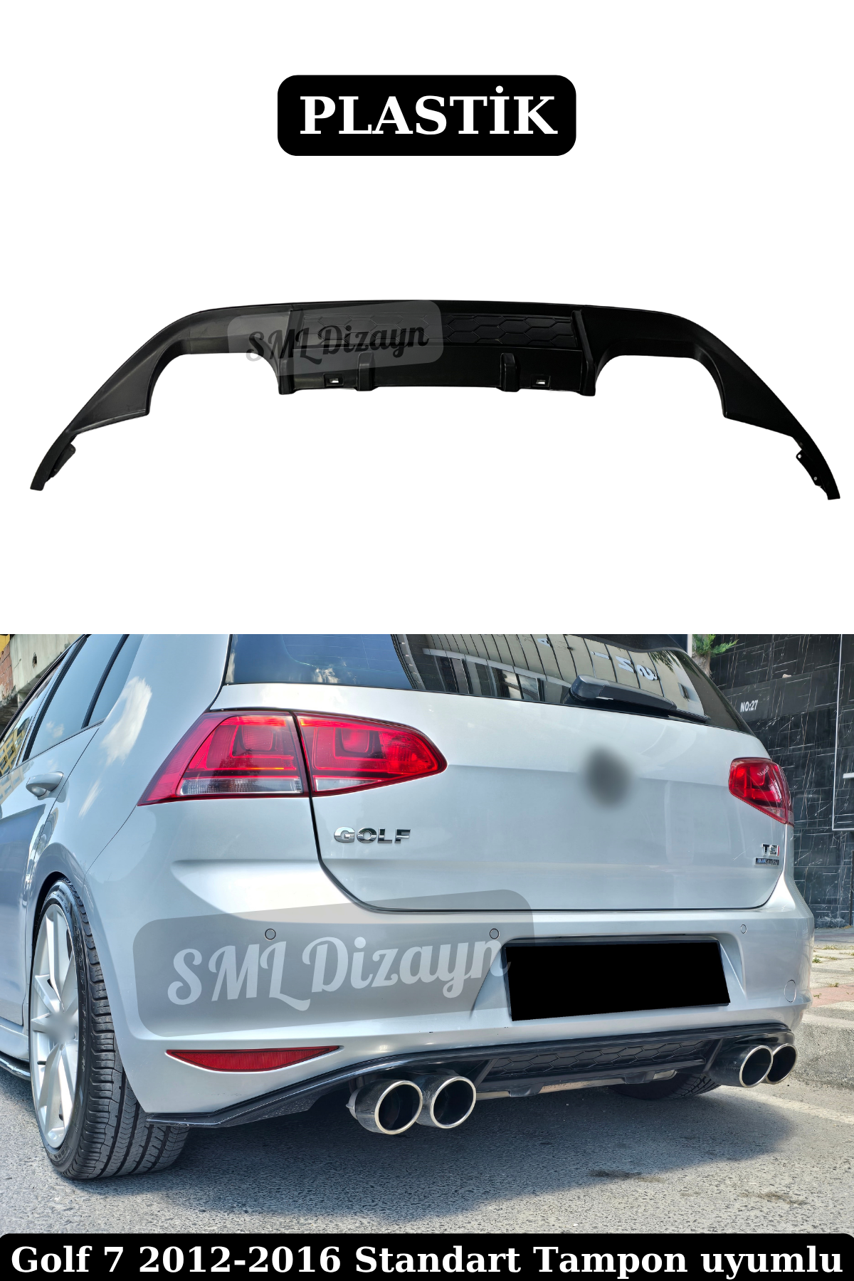 Golf R Diffuser Vs Regular Diffuser Golf 7 R Diffuser Diffuser Right-Left Double Outlet Matt Black Plastic ...