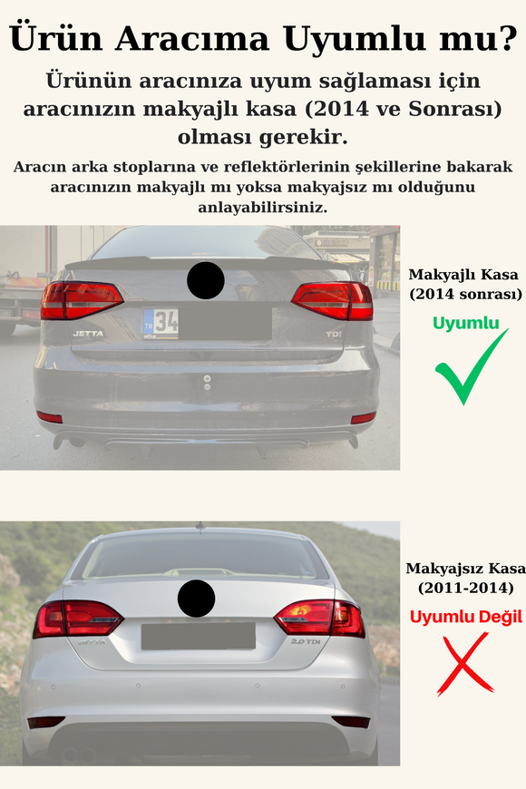 Jetta Mk6 R Difüzör Arka Ek Boyasız Plastik 2014-2018 (Makyajlı Kasa)