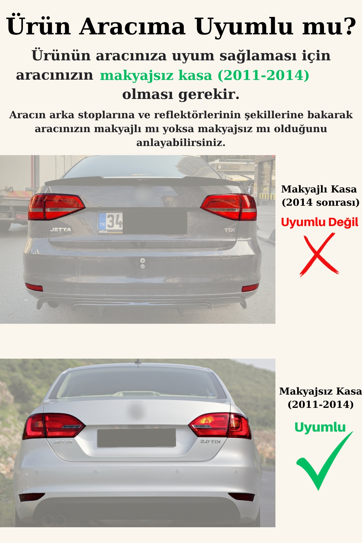 Jetta Mk6 R Difüzör Arka Ek Boyasız Plastik 2011-2014 (Makyajsız Kasa)