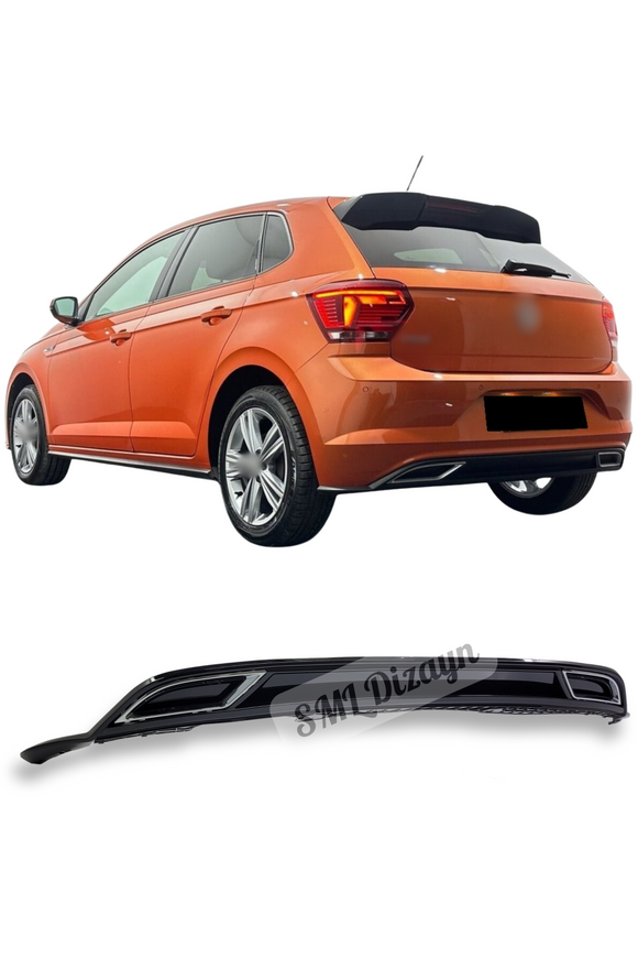 2018-2019-2020-2021 volkswagen polo arka tampon difüzör ek kare egzoz