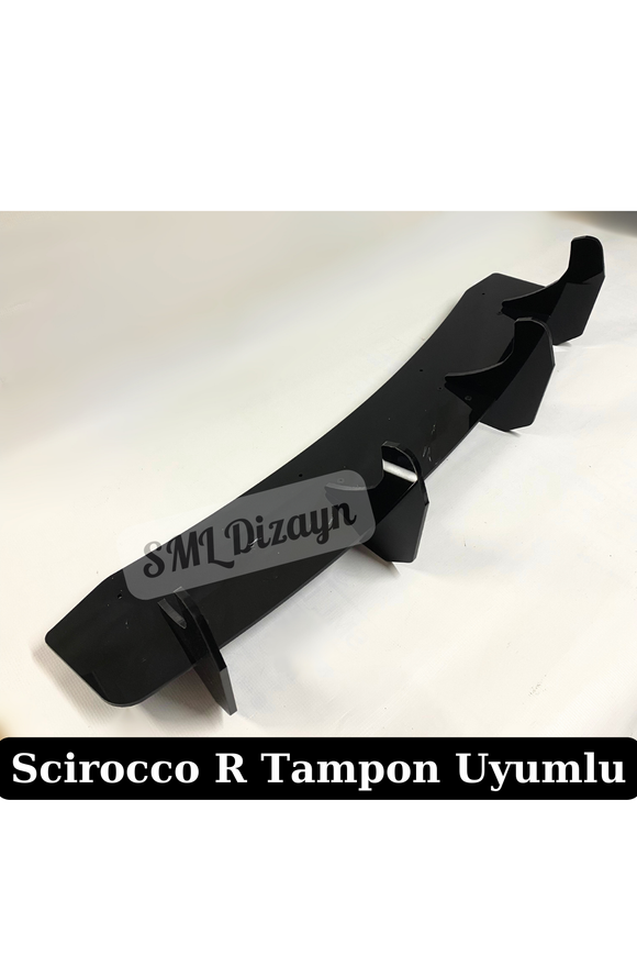 Scirocco R Arka Tampon için 4lü Flap-Bıçak-Lip Parlak Siyah 2009-2017