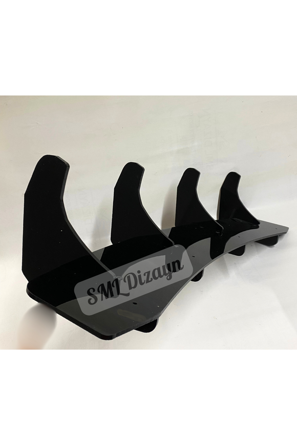 Scirocco R Arka Tampon için 4lü Flap-Bıçak-Lip Parlak Siyah 2009-2017