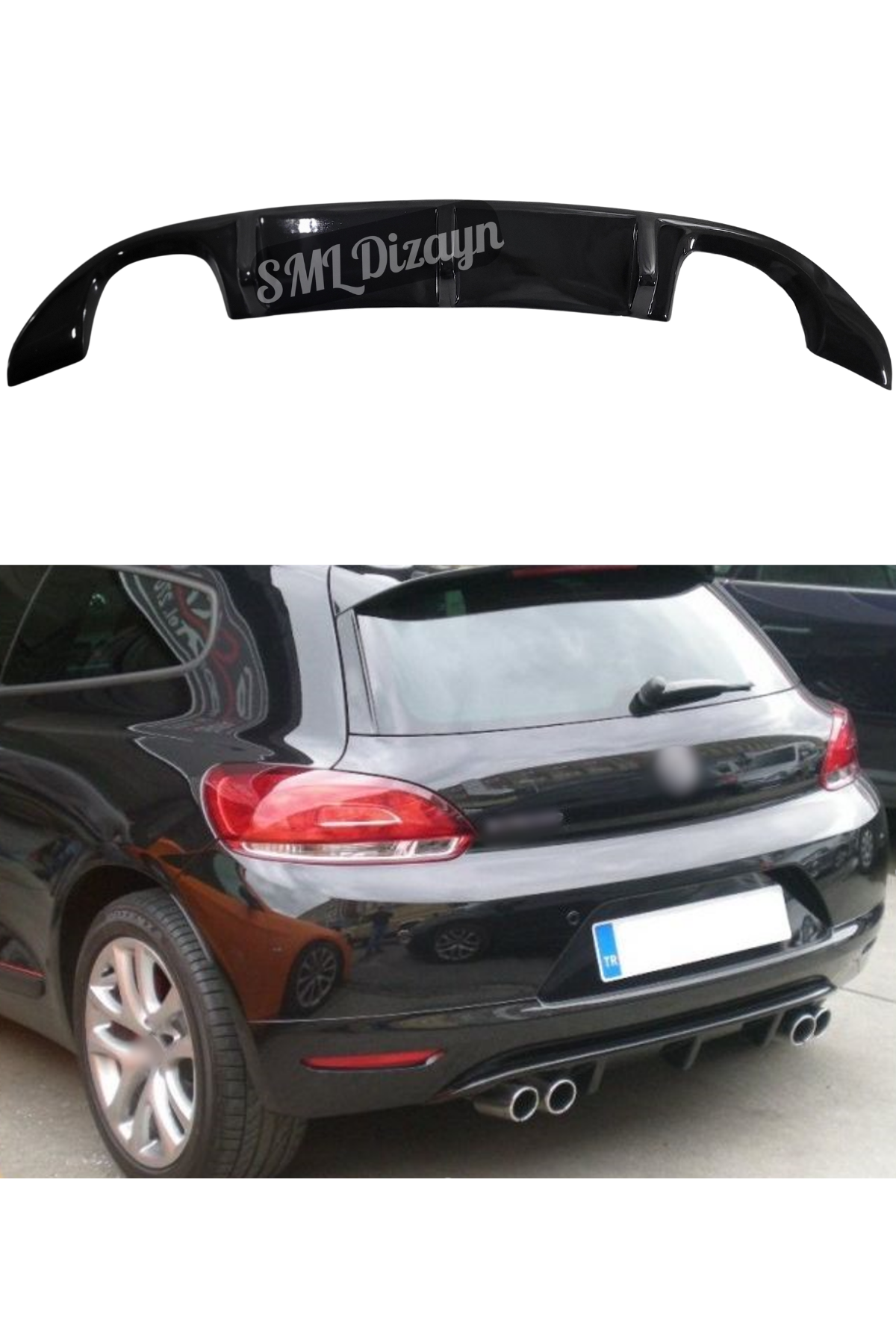 Scirocco Diffuser Rear Additional Right-Left Outlet Glossy Black 2008 ...
